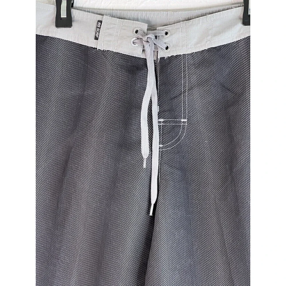 Raya Sun RS Surf Men's Swim Trunks Gray Black Drawstring Size 38 New with Tags
